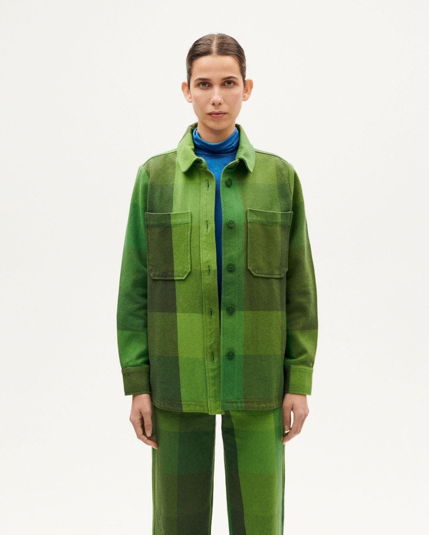Surchemise en coton bio | vert "central blanket norita overshirt - multicolor"