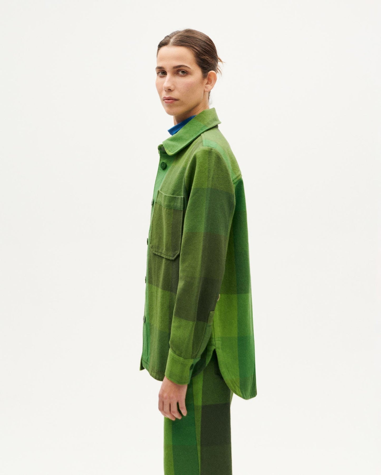 Surchemise en coton bio | vert "central blanket norita overshirt - multicolor"