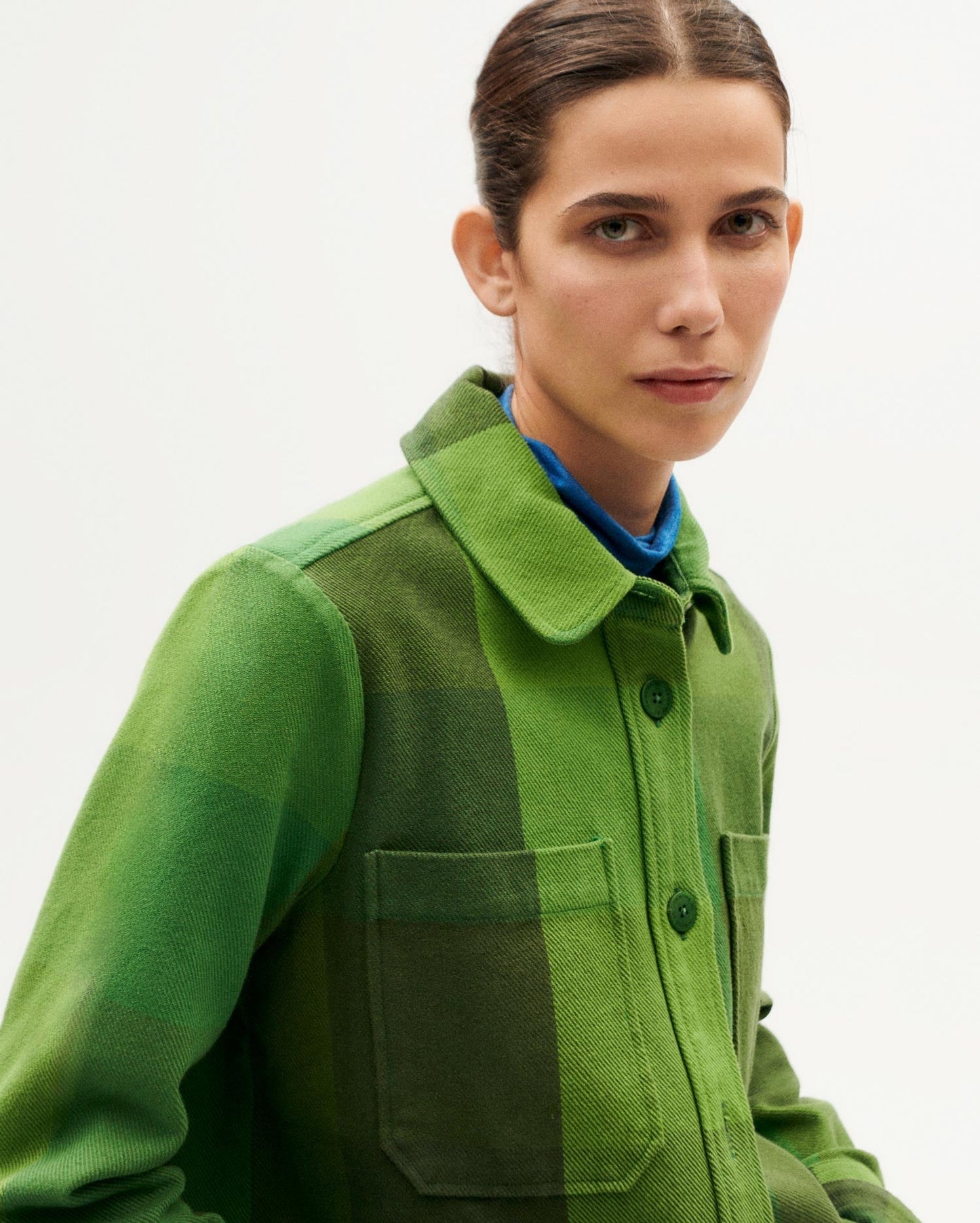 Surchemise en coton bio | vert "central blanket norita overshirt - multicolor"
