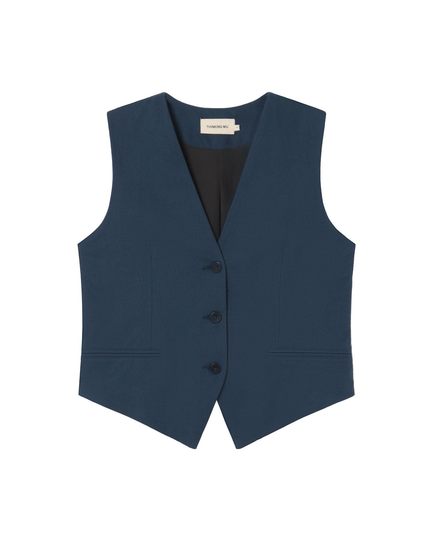 Gilet en coton bio et matière recyclée | marine "blueberry edith vest grey"