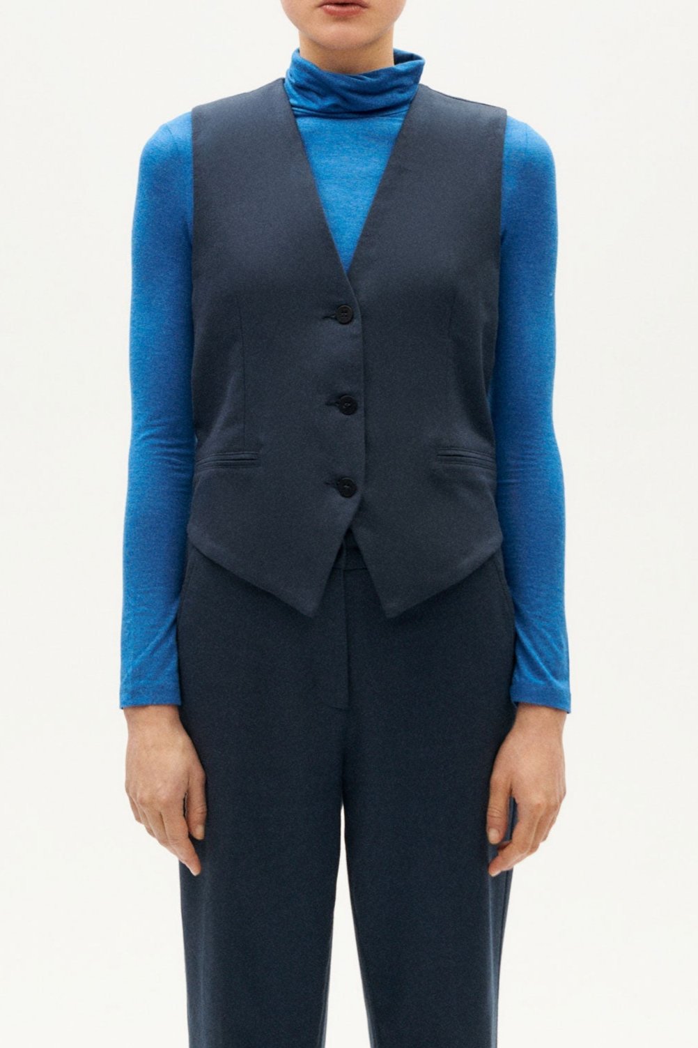 Gilet en coton bio et matière recyclée | marine "blueberry edith vest grey"