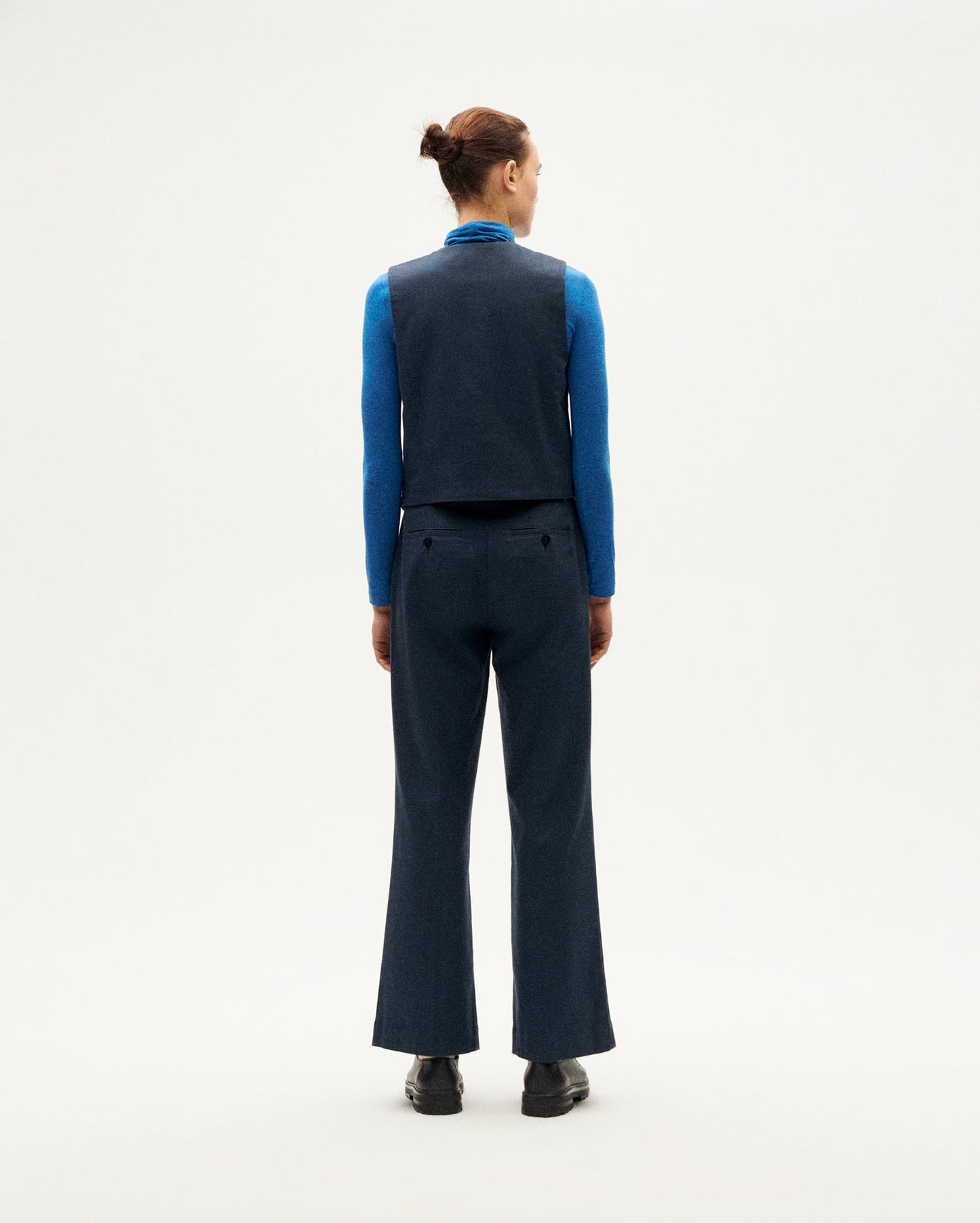 Gilet en coton bio et matière recyclée | marine "blueberry edith vest grey"
