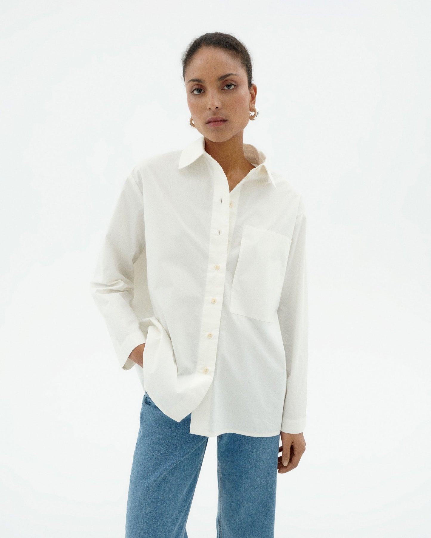 Chemise en coton bio | blanc 'white marcelle blouse - white'