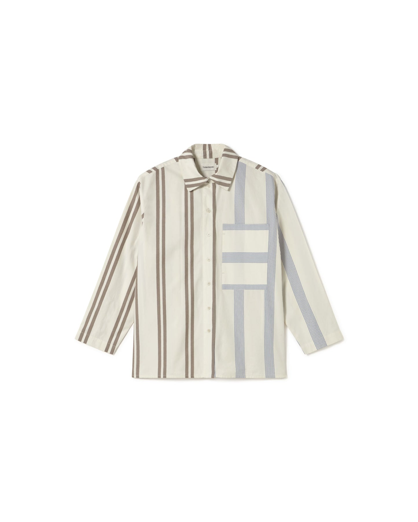 Chemise en coton biologique | beige "poplin stripes marcelle blouse - ecru"
