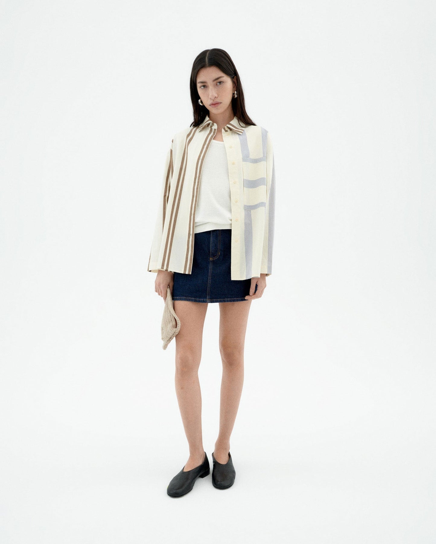 Chemise en coton biologique | beige "poplin stripes marcelle blouse - ecru"