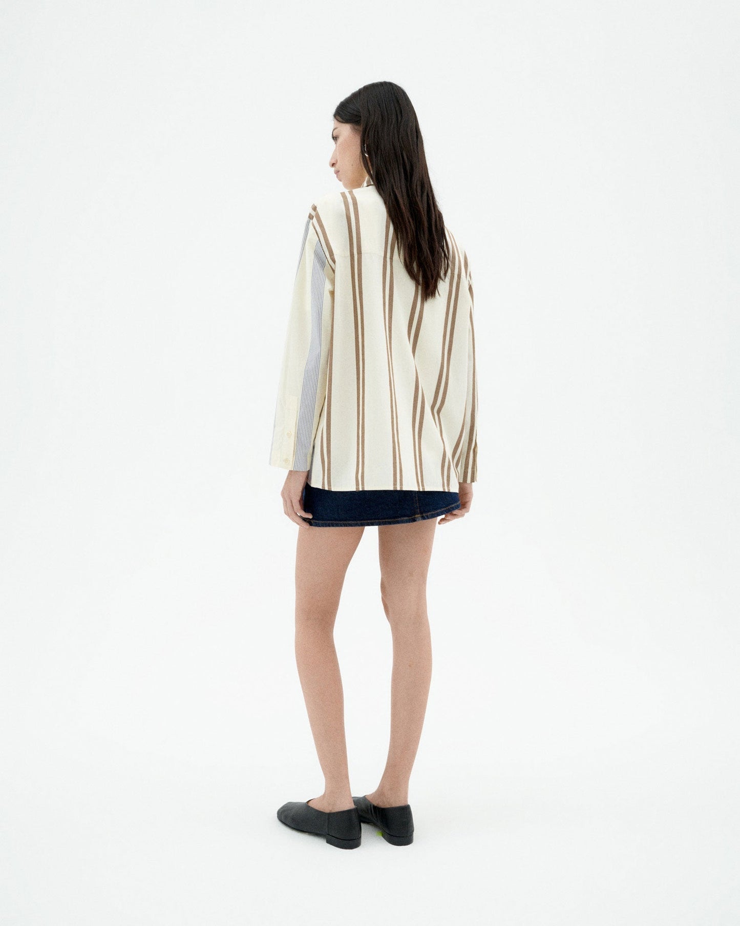 Chemise en coton biologique | beige "poplin stripes marcelle blouse - ecru"