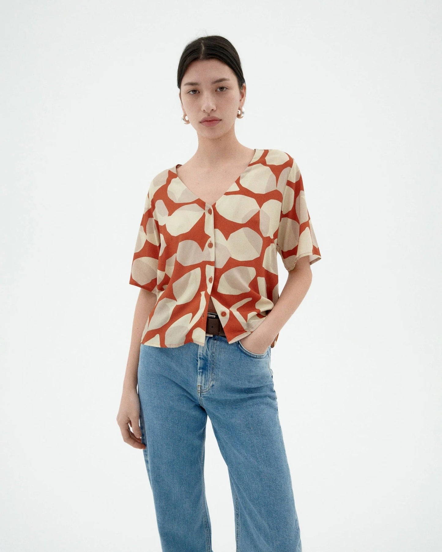 Blouse en ecovero | rouge "Leaf light libelula blouse"