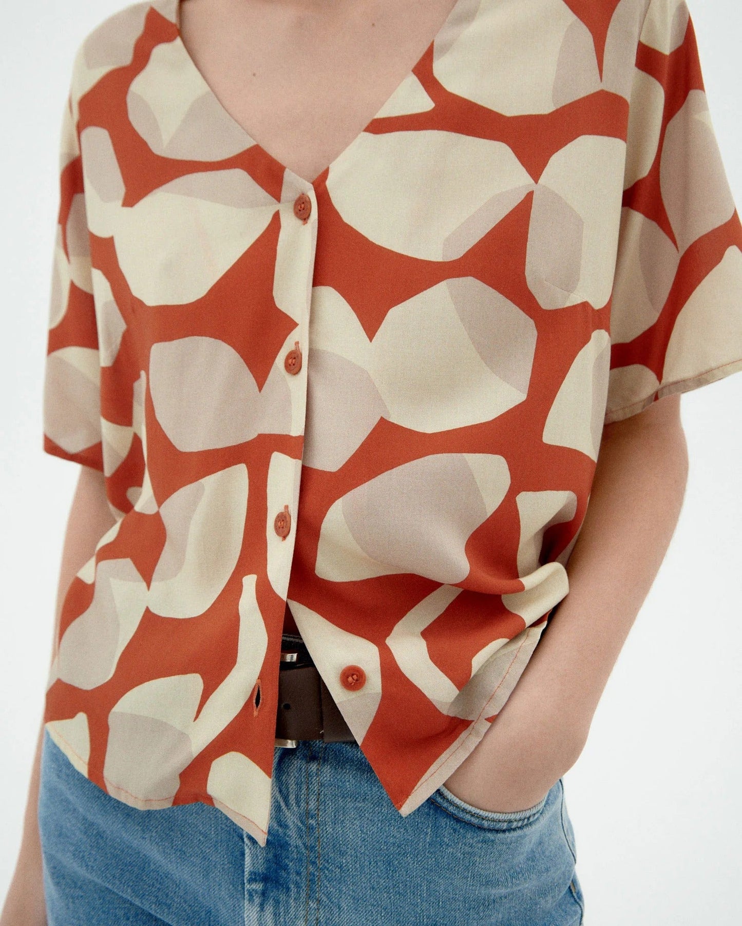 Blouse en ecovero | rouge "Leaf light libelula blouse"