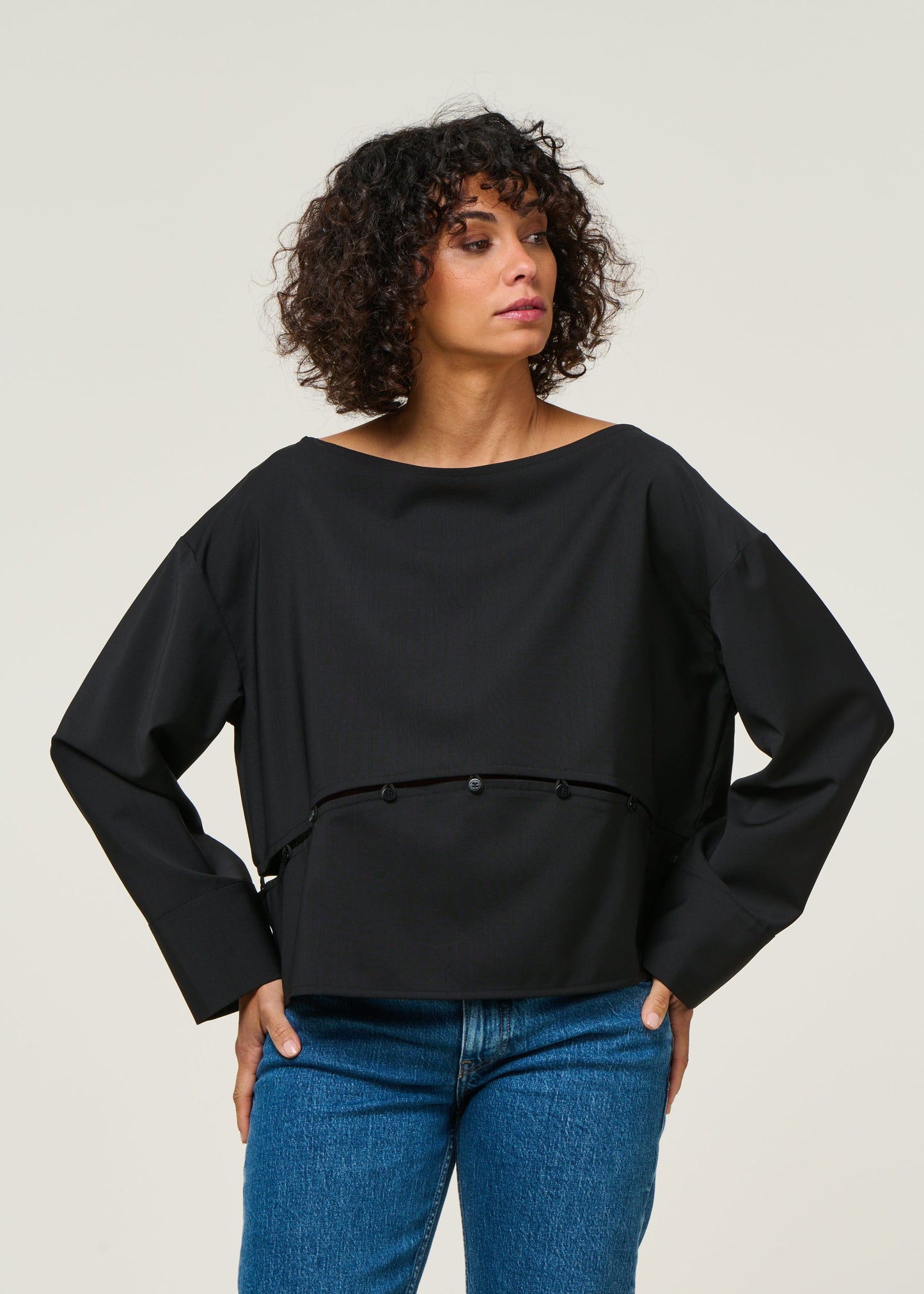 Blouse en laine froide certifiée | black "marion blouse - black"