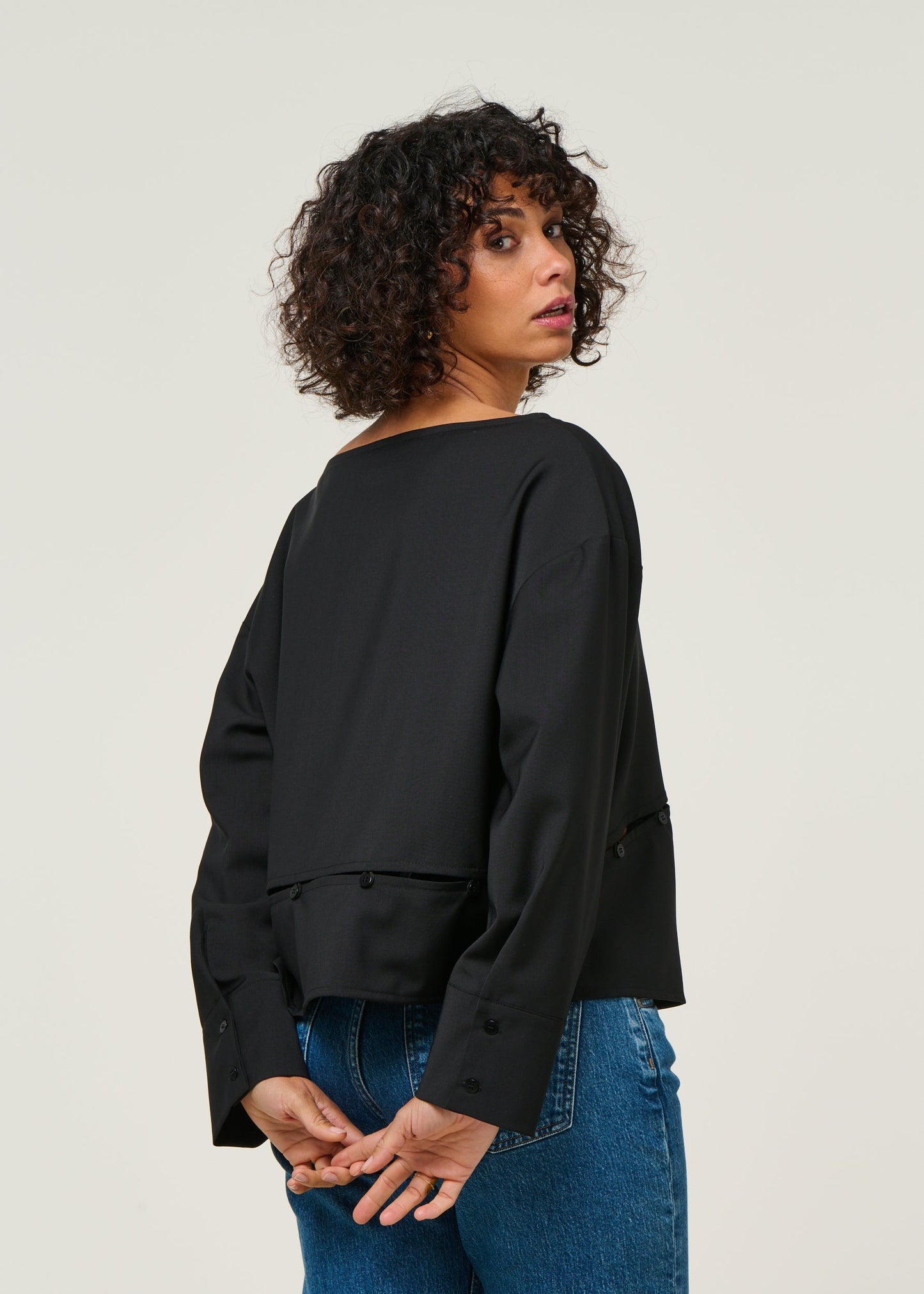 Blouse en laine froide certifiée | black "marion blouse - black"