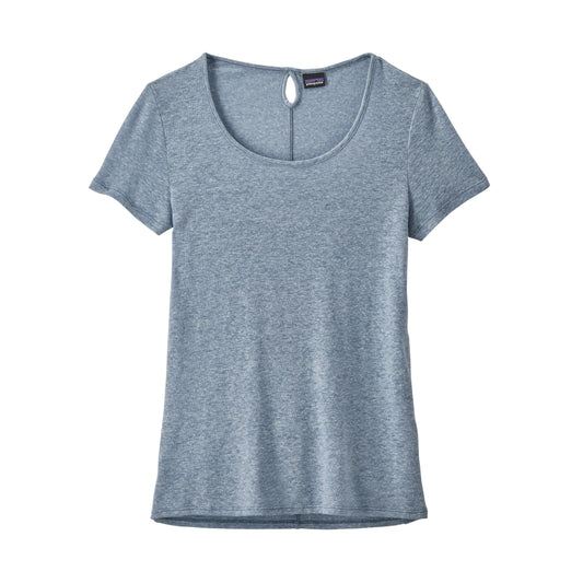 T-shirt bleu en lin et polyester recyclé - Mount airy scoop