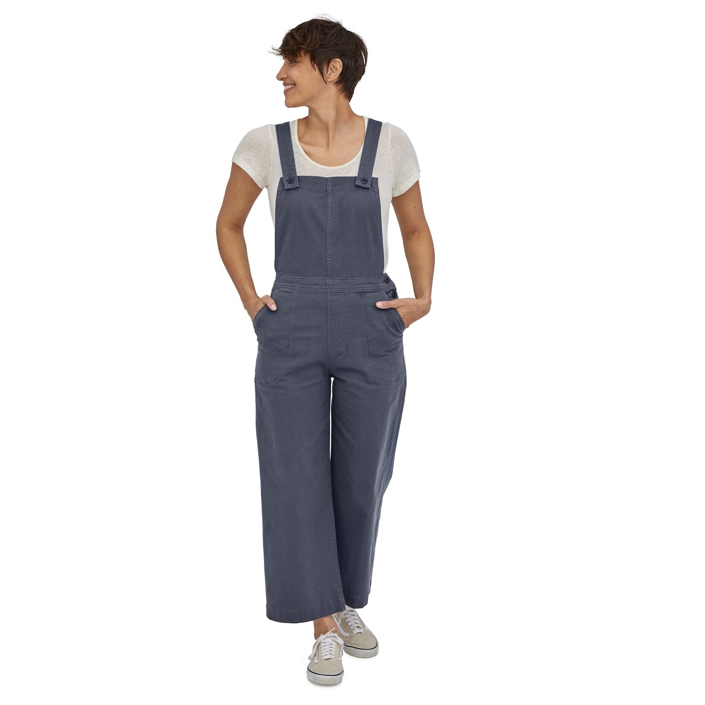 Salopette en coton bio | Marine "stand up cropped overalls smolder blue"