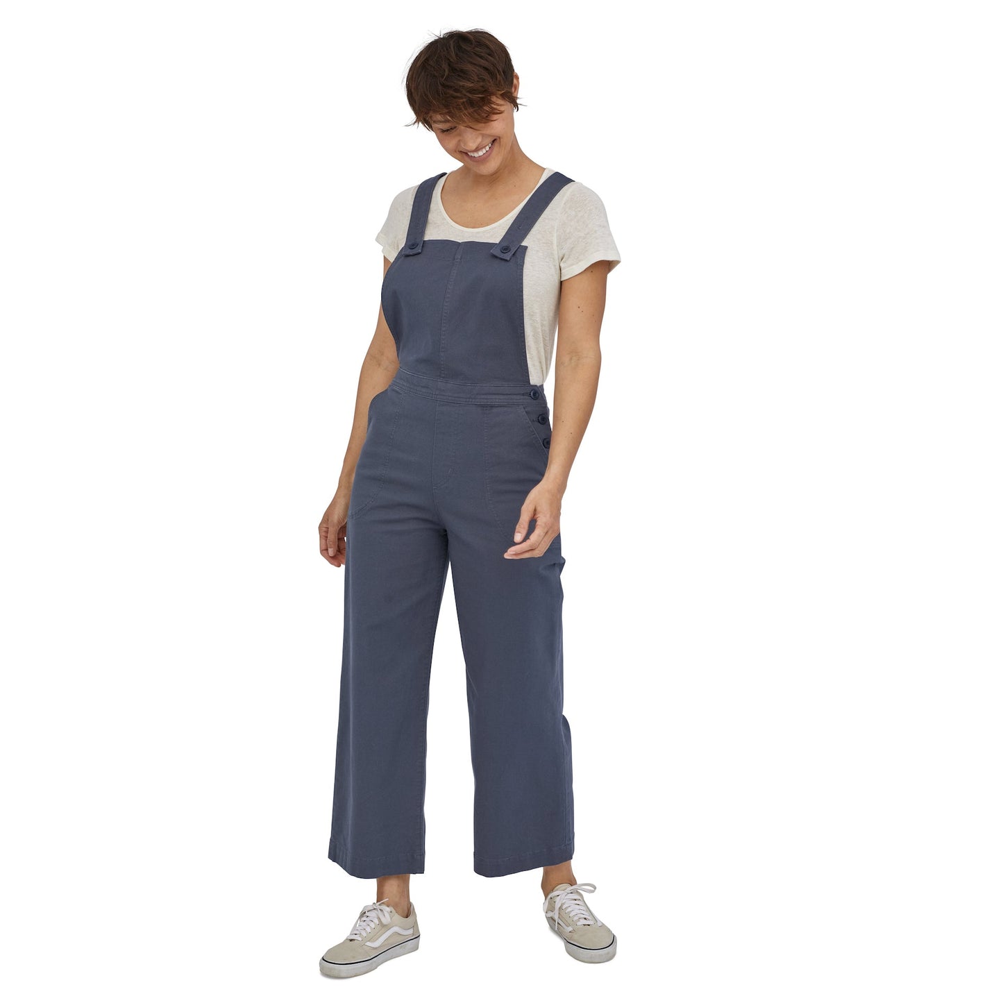 Salopette en coton bio | Marine "stand up cropped overalls smolder blue"