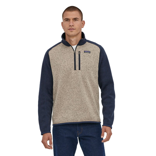Polaire zippée en polyester recyclé | bleu et beige "m's better sweater 1/4 zip oar tan"