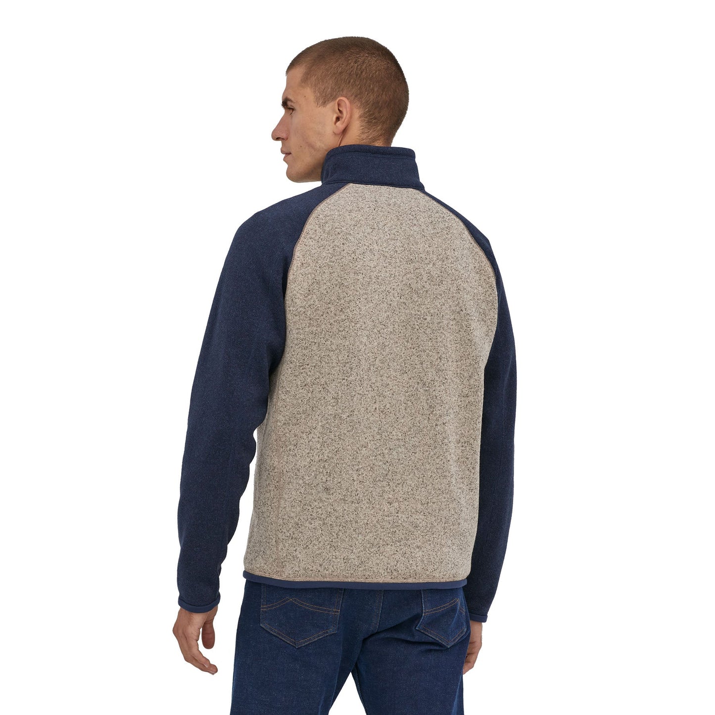 Polaire zippée en polyester recyclé | bleu et beige "m's better sweater 1/4 zip oar tan"