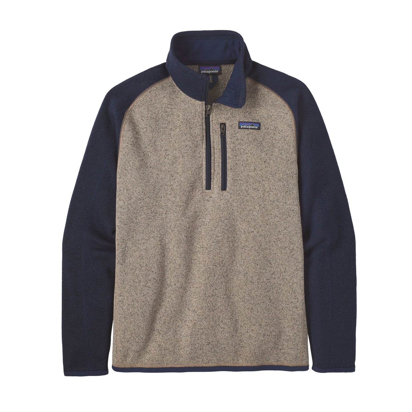 Polaire zippée en polyester recyclé | bleu et beige "m's better sweater 1/4 zip oar tan"