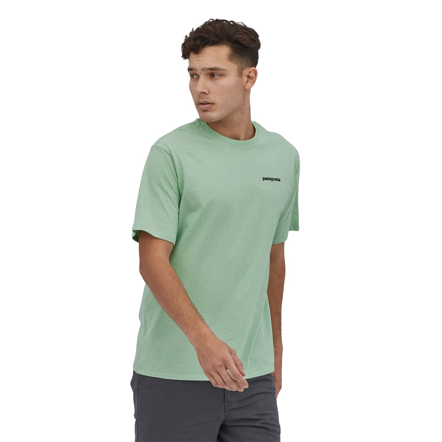 T-shirt imprimé vert en recyclé - P6 Logo tea green