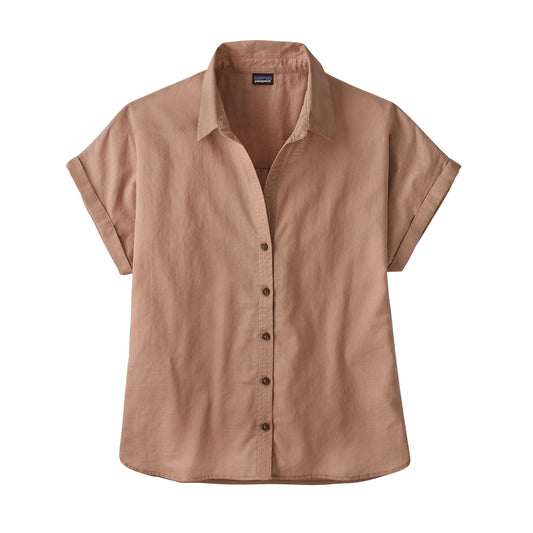 Chemise manches courtes vieux rose en coton bio - pampas tan