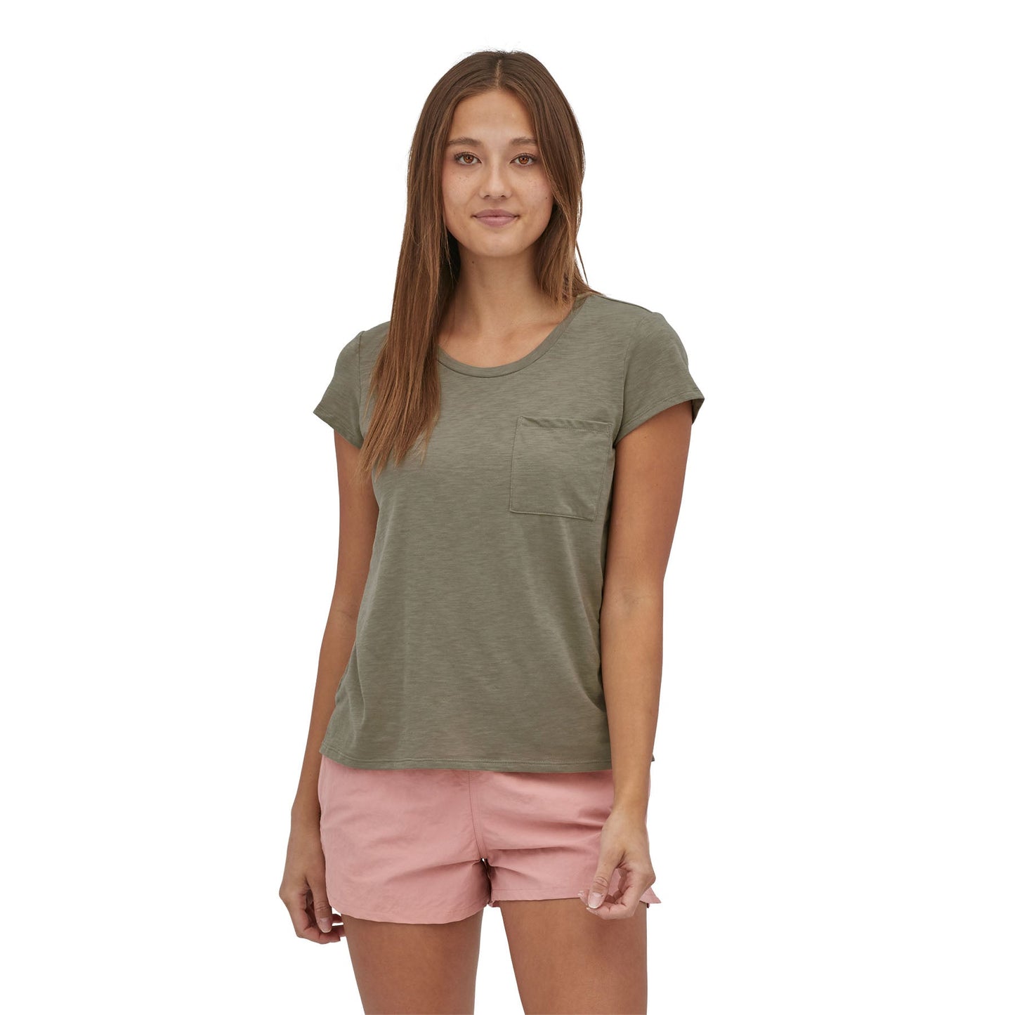 T-shirt à poche kaki en coton bio et matière recyclé - mainstay tee garden green