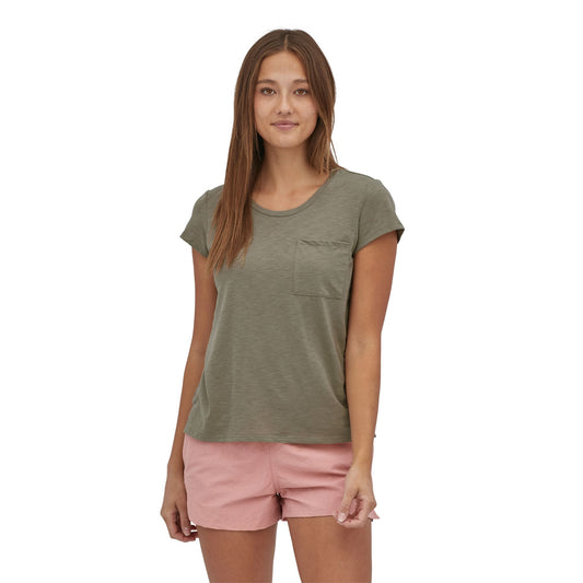 T-shirt à poche kaki en coton bio et matière recyclé - mainstay tee garden green