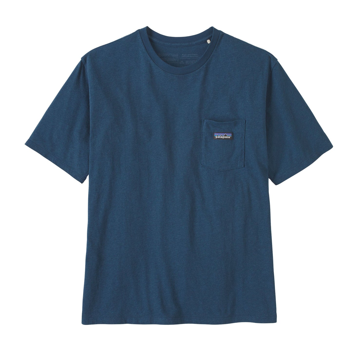 T-shirt à poche marine en coton bio - regenerative pocket tee tidepool blue