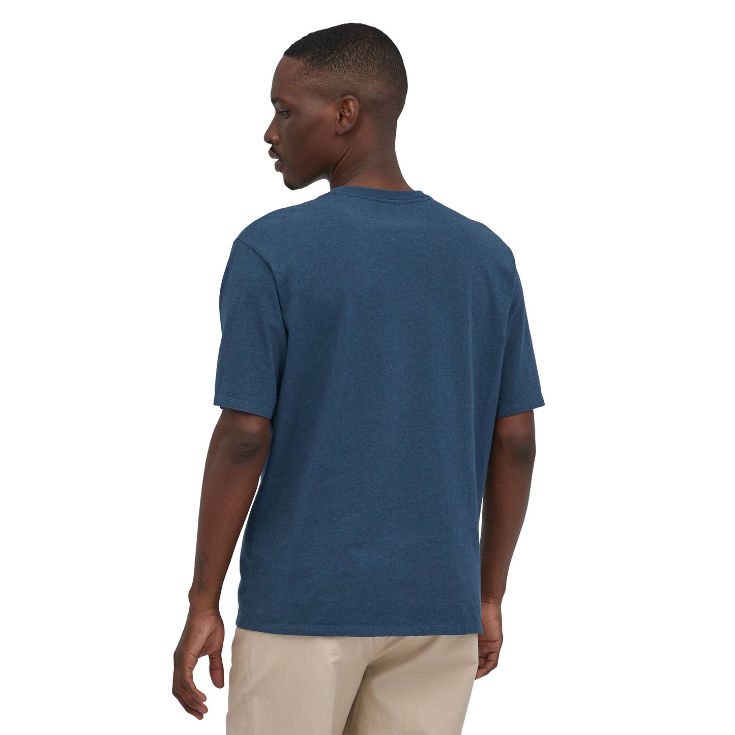 T-shirt à poche marine en coton bio - regenerative pocket tee tidepool blue