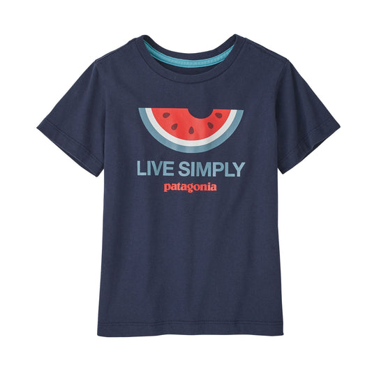 T-shirt imprimé marine en coton bio - live simply melon new navy