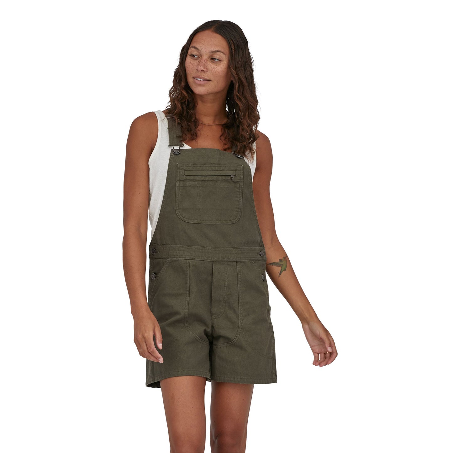 Salopette short en coton bio | Vert "stand up overalls basin green"