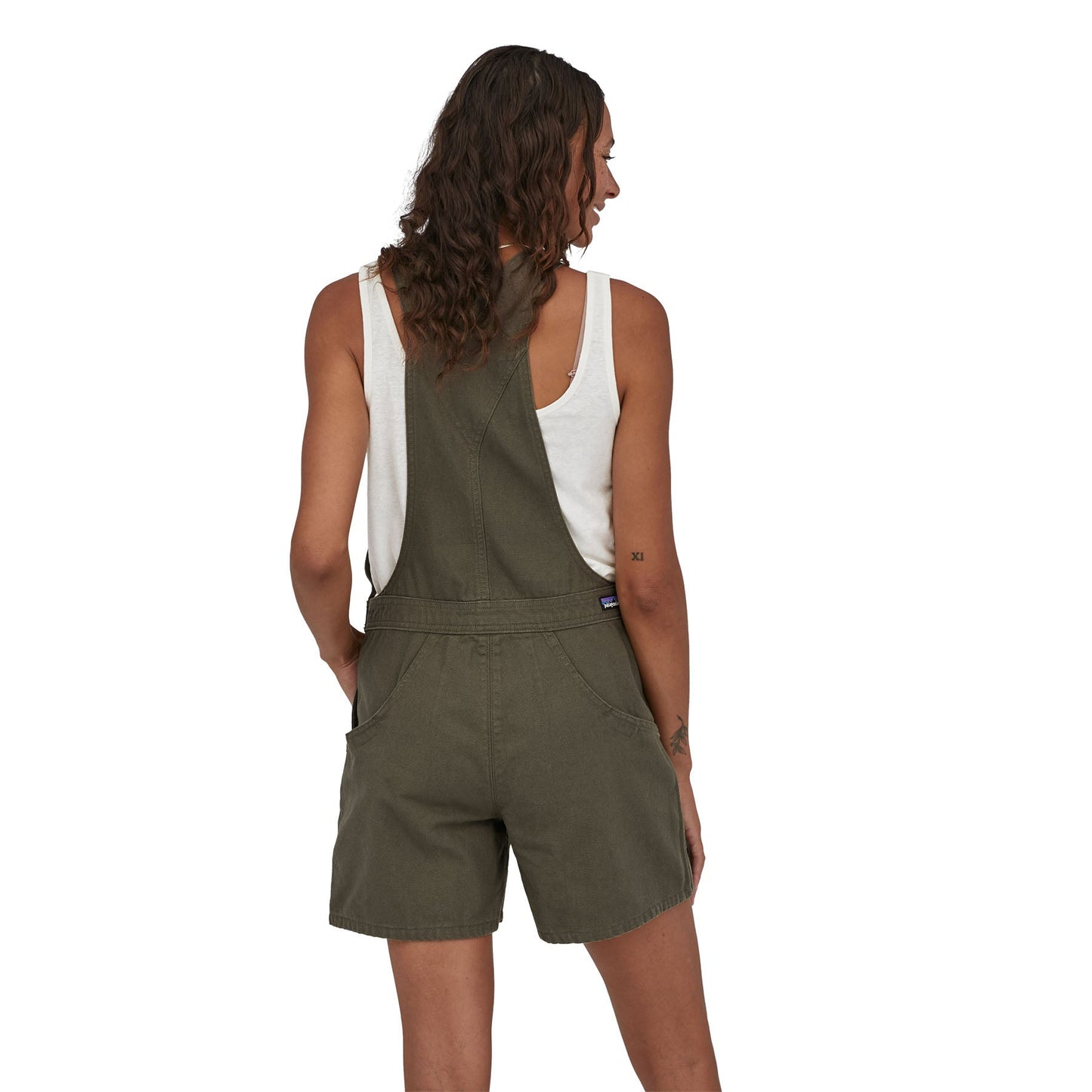 Salopette short en coton bio | Vert "stand up overalls basin green"