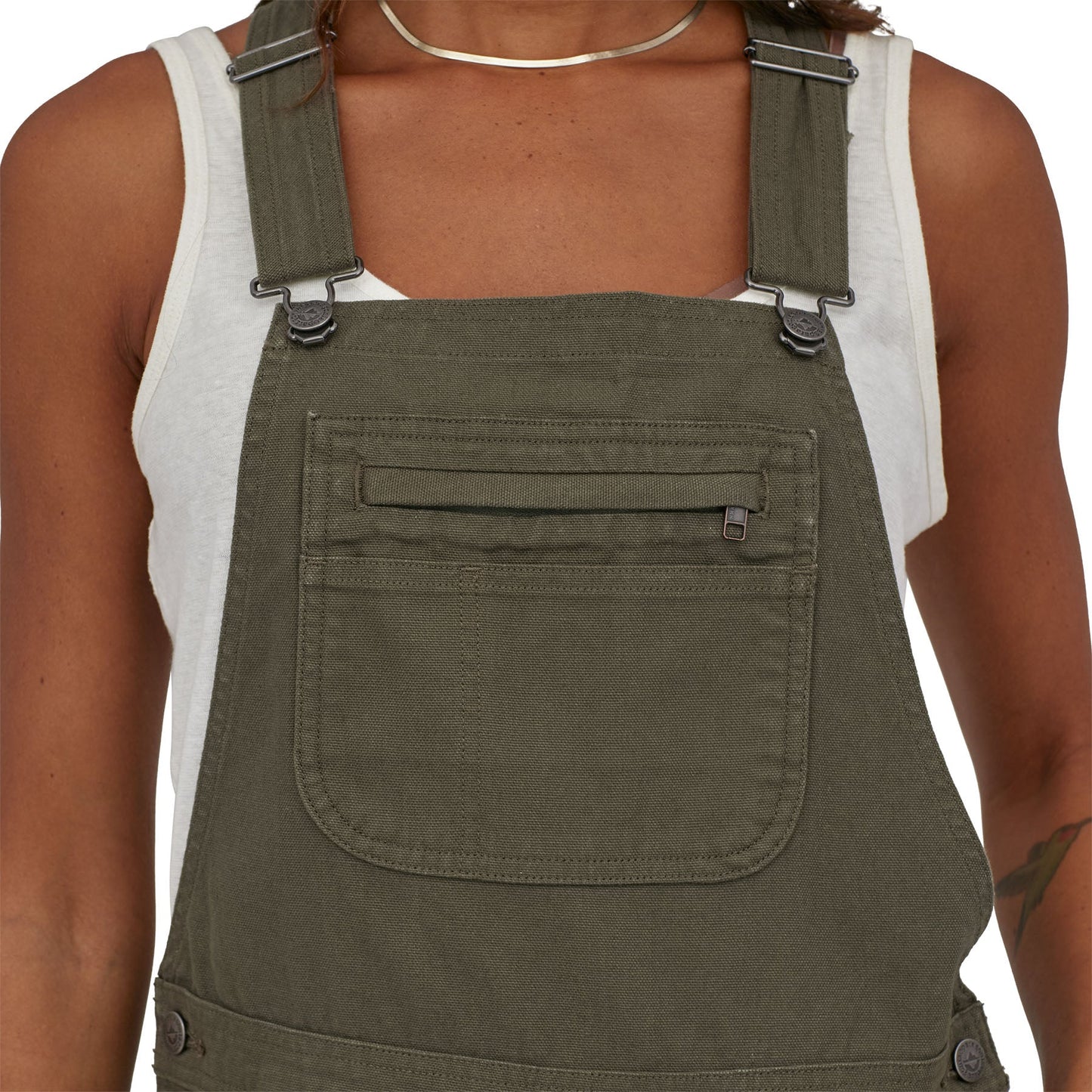 Salopette short en coton bio | Vert "stand up overalls basin green"