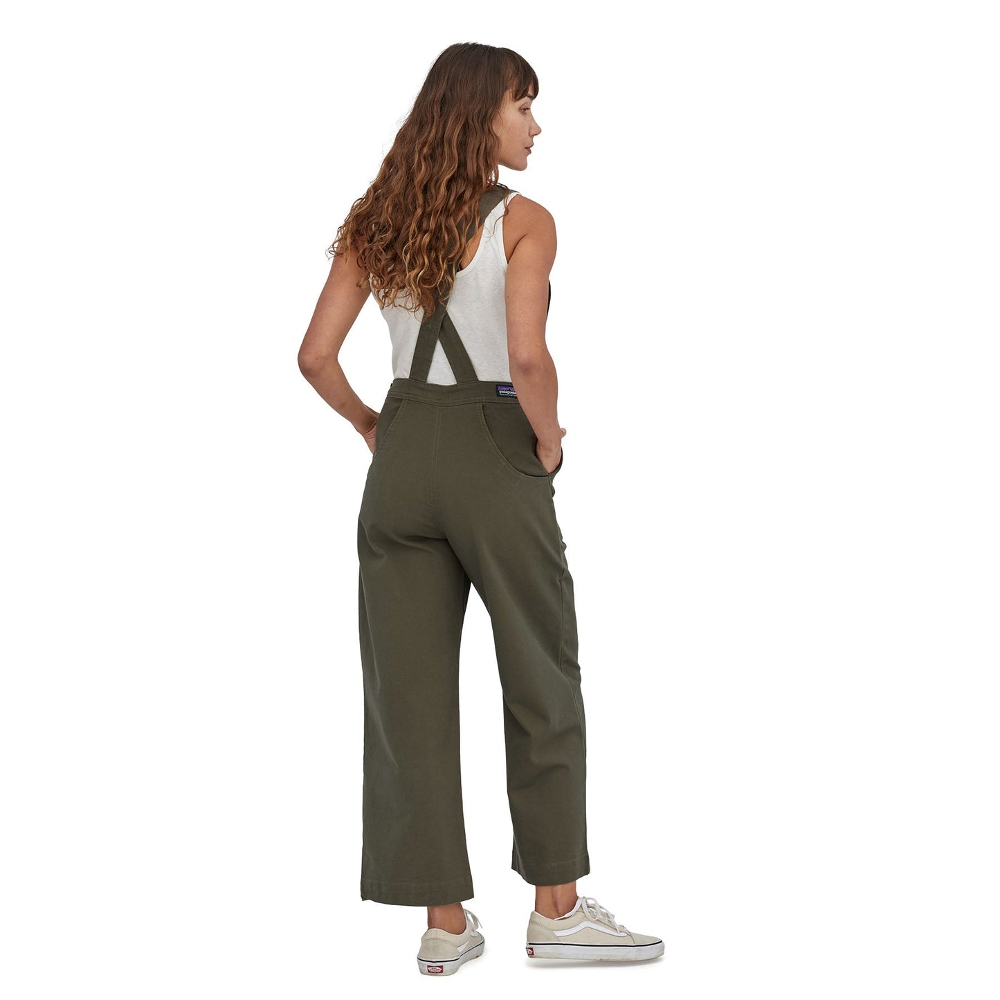 Salopette en coton bio | Vert foncé "stand up cropped overalls basin green"