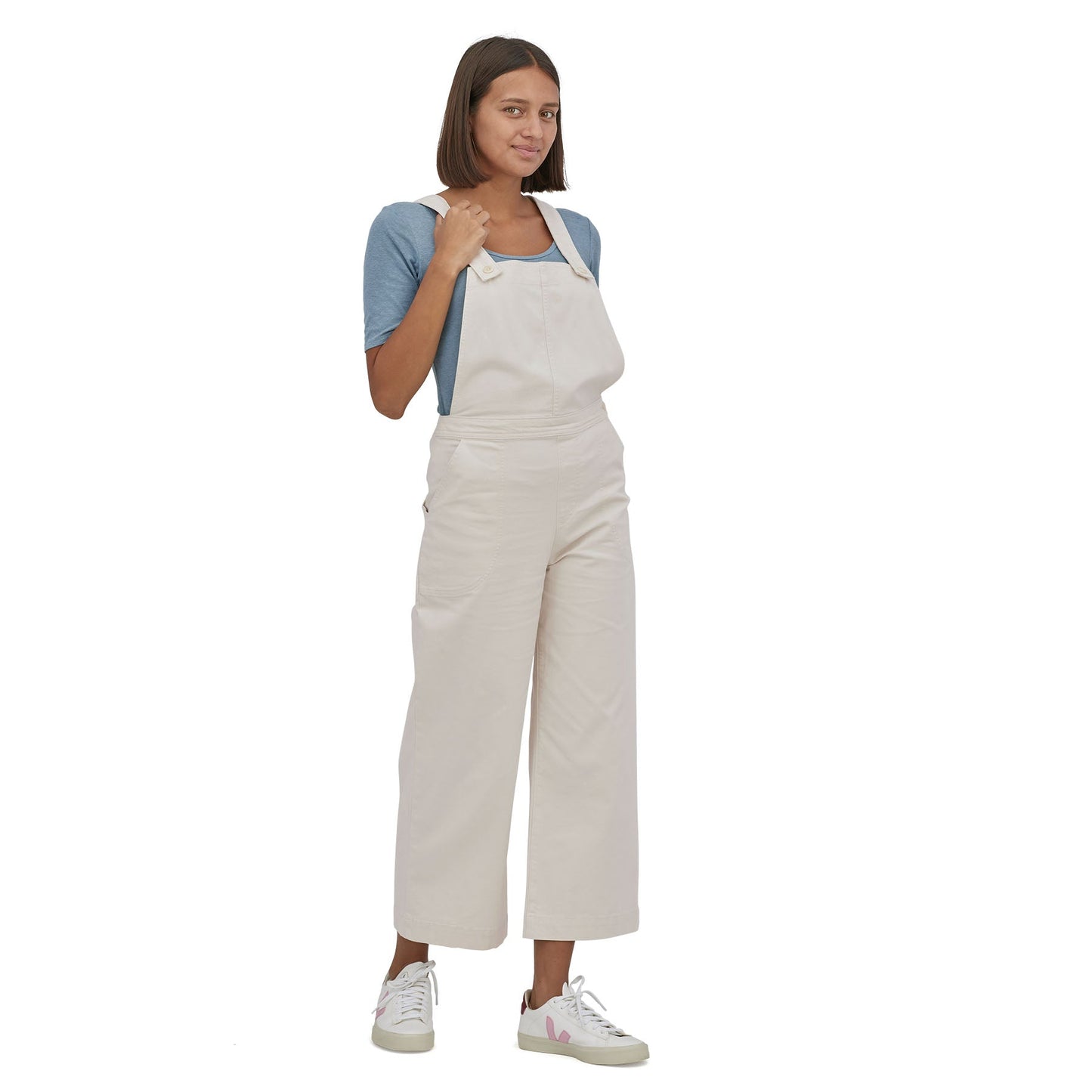 Salopette en coton bio | Blanc "stand up cropped overalls dyno white"
