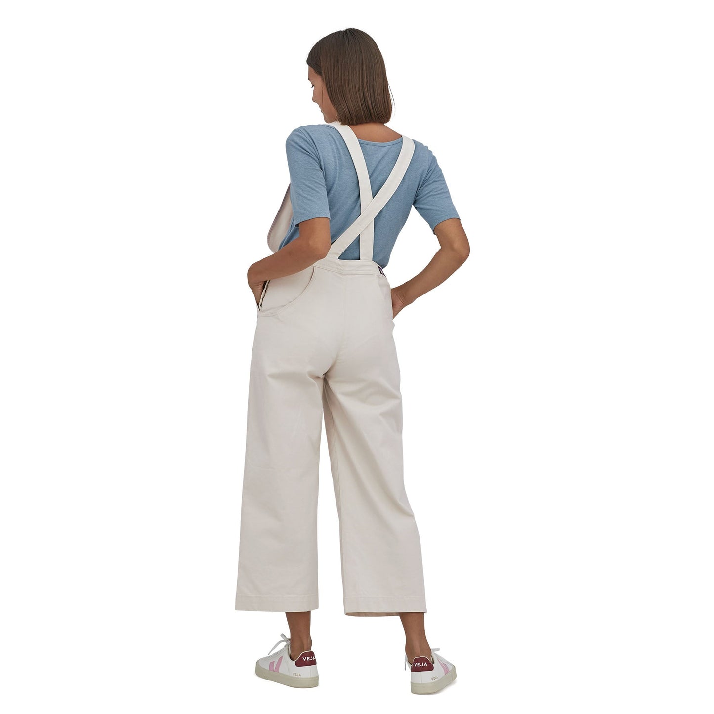 Salopette en coton bio | Blanc "stand up cropped overalls dyno white"
