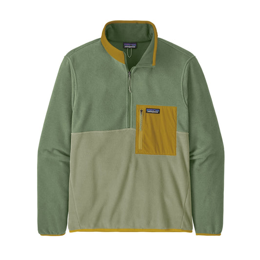 Polaire col zippé en recyclé | Tricolore "microdini salvia green"