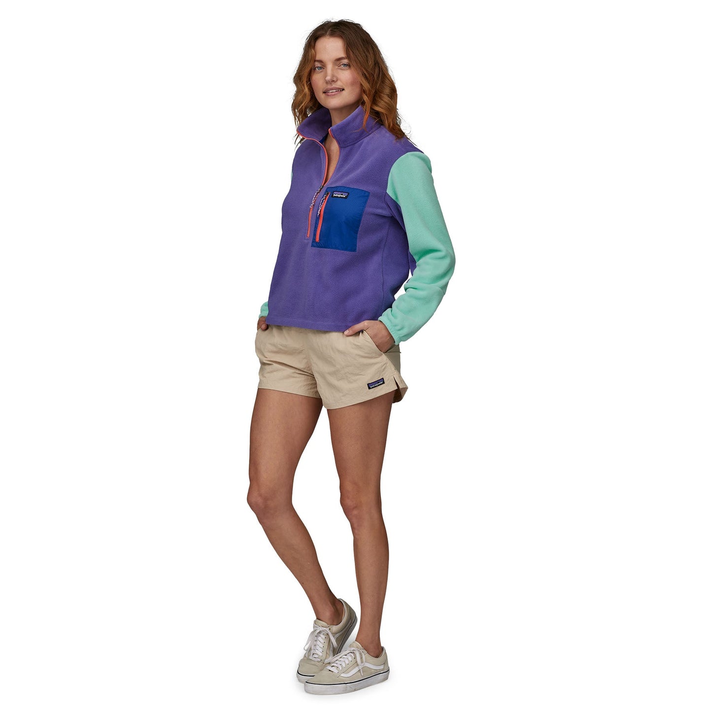 Polaire col zippé en matière recyclée | Tricolore "microdini 1/2 zip perennial purple"