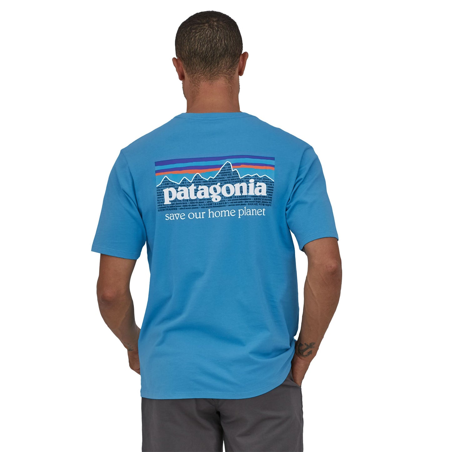 T-shirt bleu azur imprimé en coton bio - p-6 mission organic t-shirt anacapa blue
