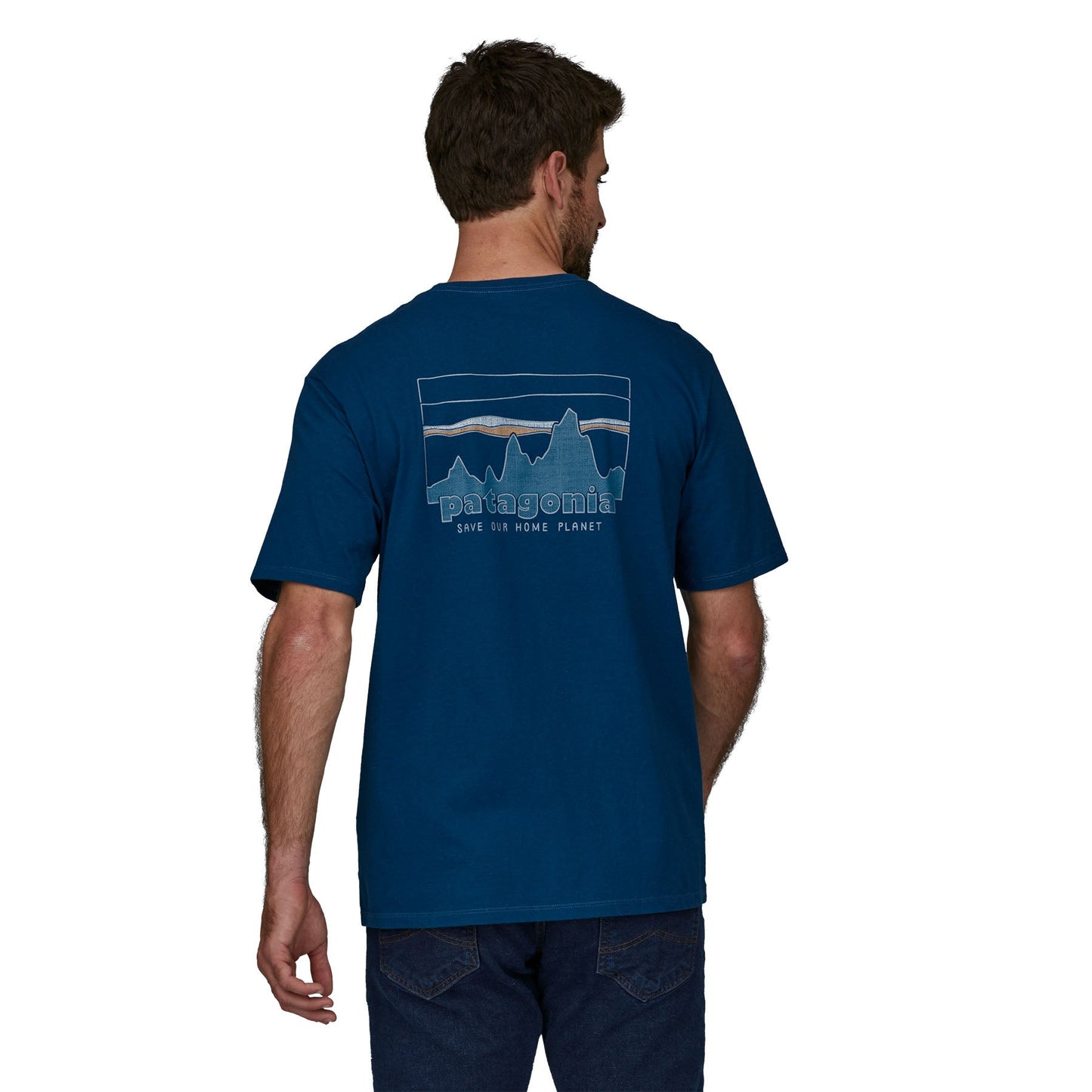 T-shirt en coton bio | Bleu à motifs "skyline organic t-shirt lagom blue