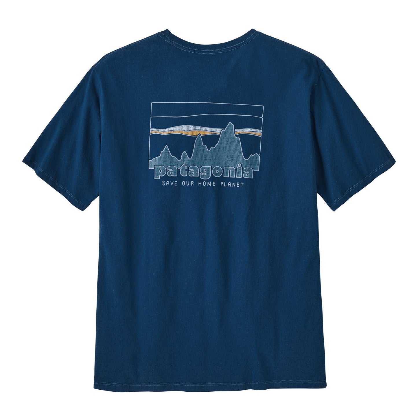 T-shirt en coton bio | Bleu à motifs "skyline organic t-shirt lagom blue