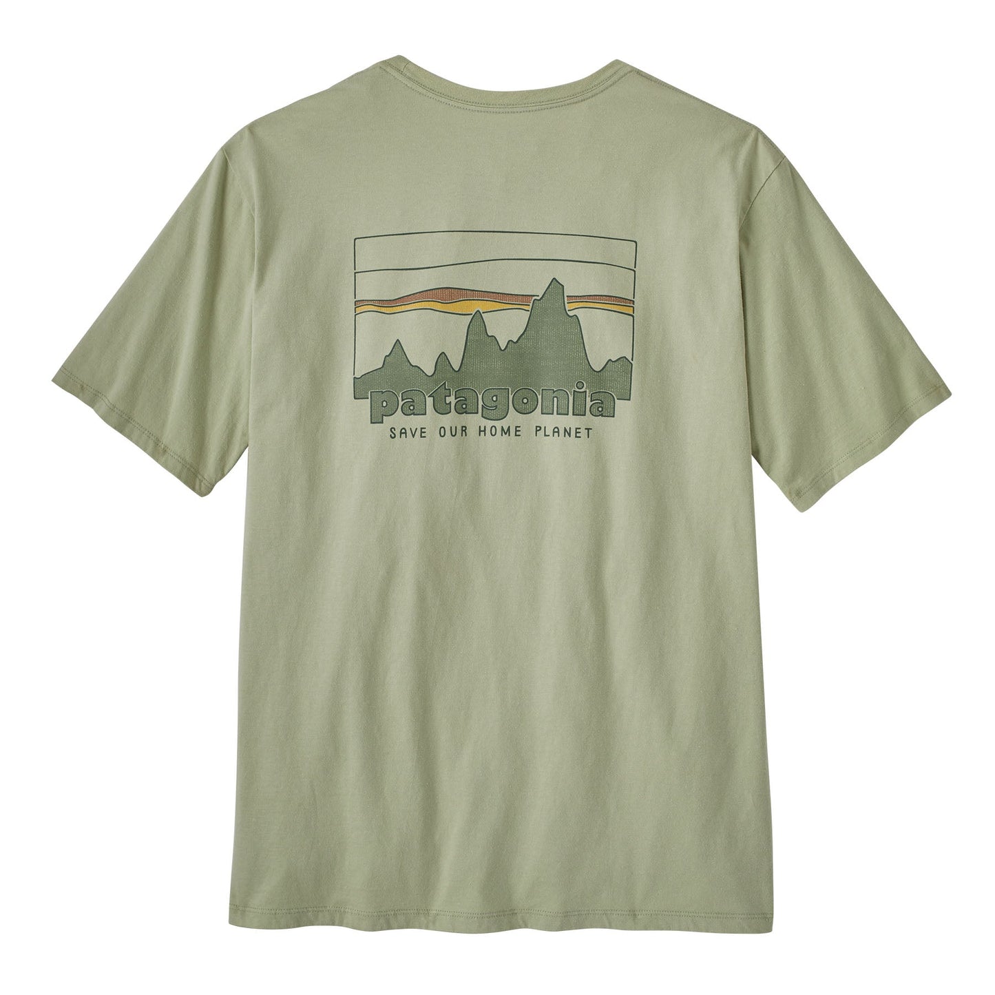 T-shirt vert salvia imprimé en coton bio - 73 skyline organic t-shirt salvia green