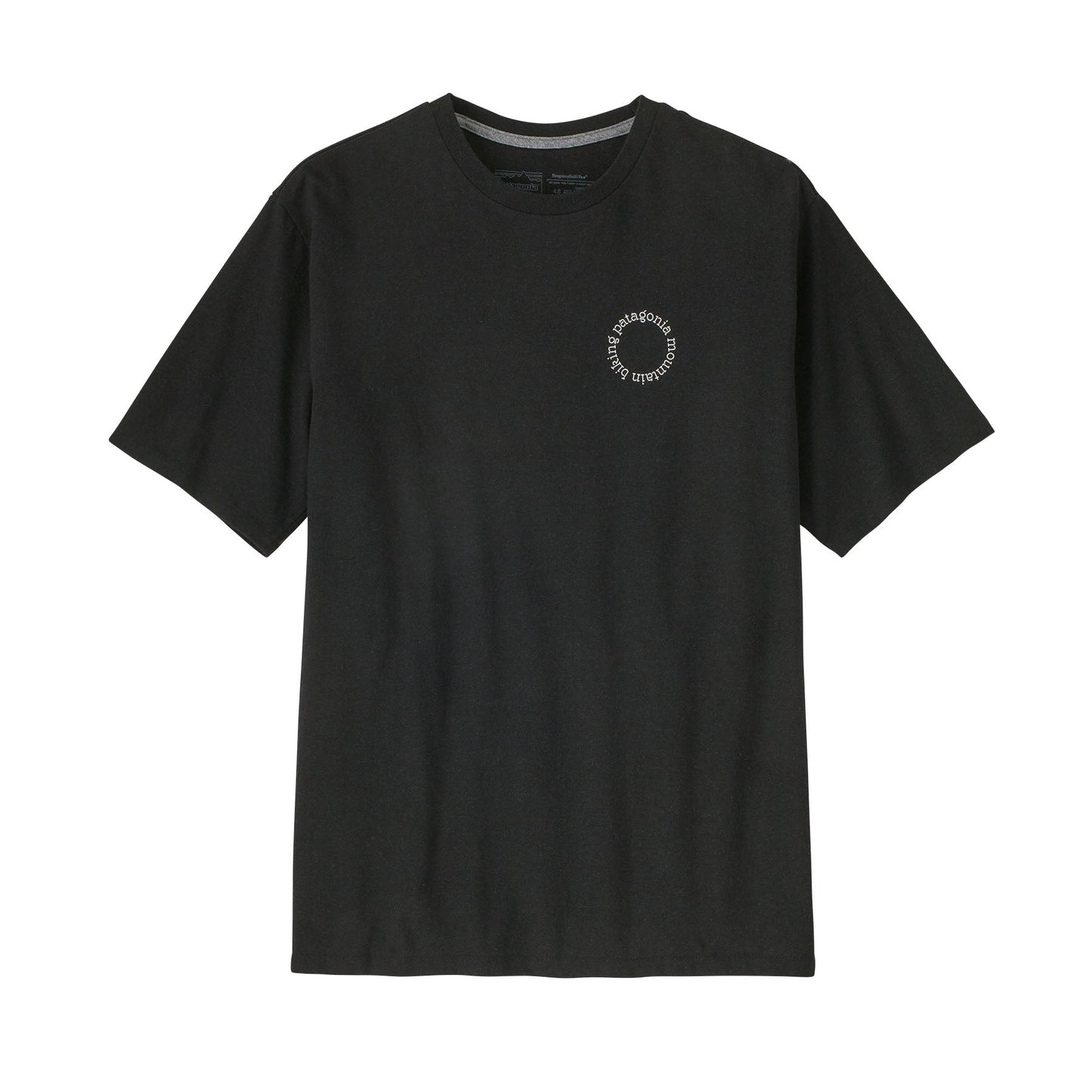 T-shirt noir imprimé en coton et matières recyclés - spoke stencil ink black