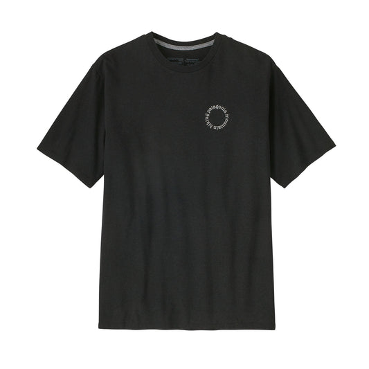 T-shirt noir imprimé en coton et matières recyclés - spoke stencil ink black
