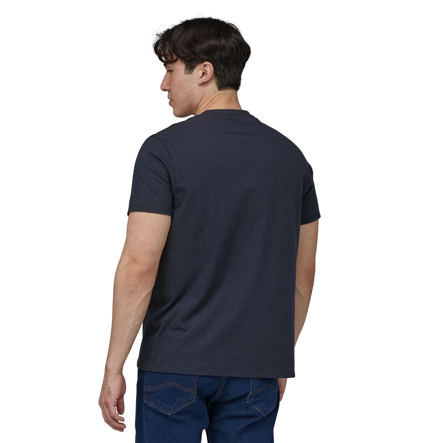 T-shirt marine en coton bio et matière recyclée - fitz roy icon responsibili-tee new navy
