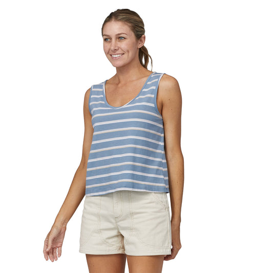 Débardeur bleu rayé en coton bio - tank sunset stripe light
