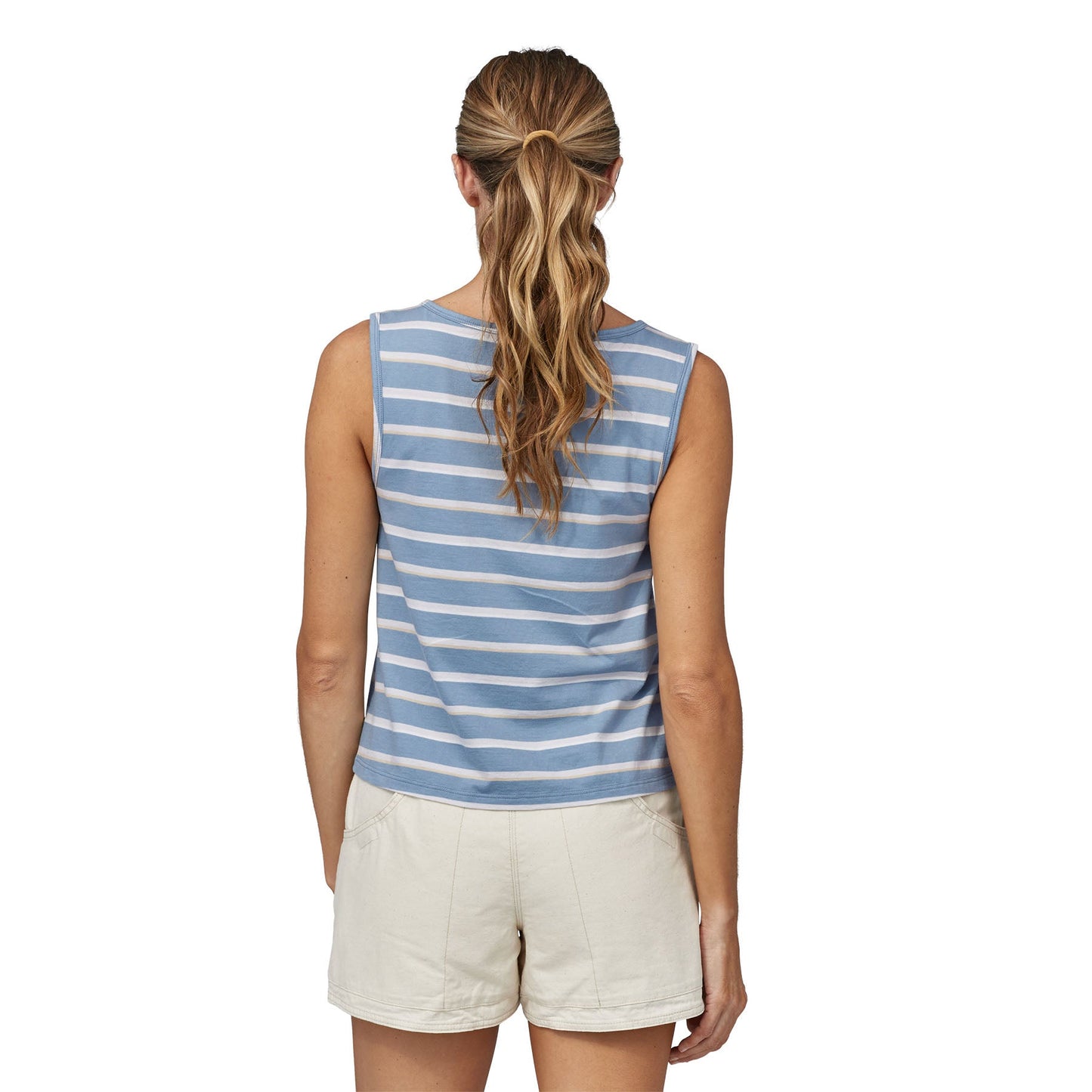 Débardeur bleu rayé en coton bio - tank sunset stripe light