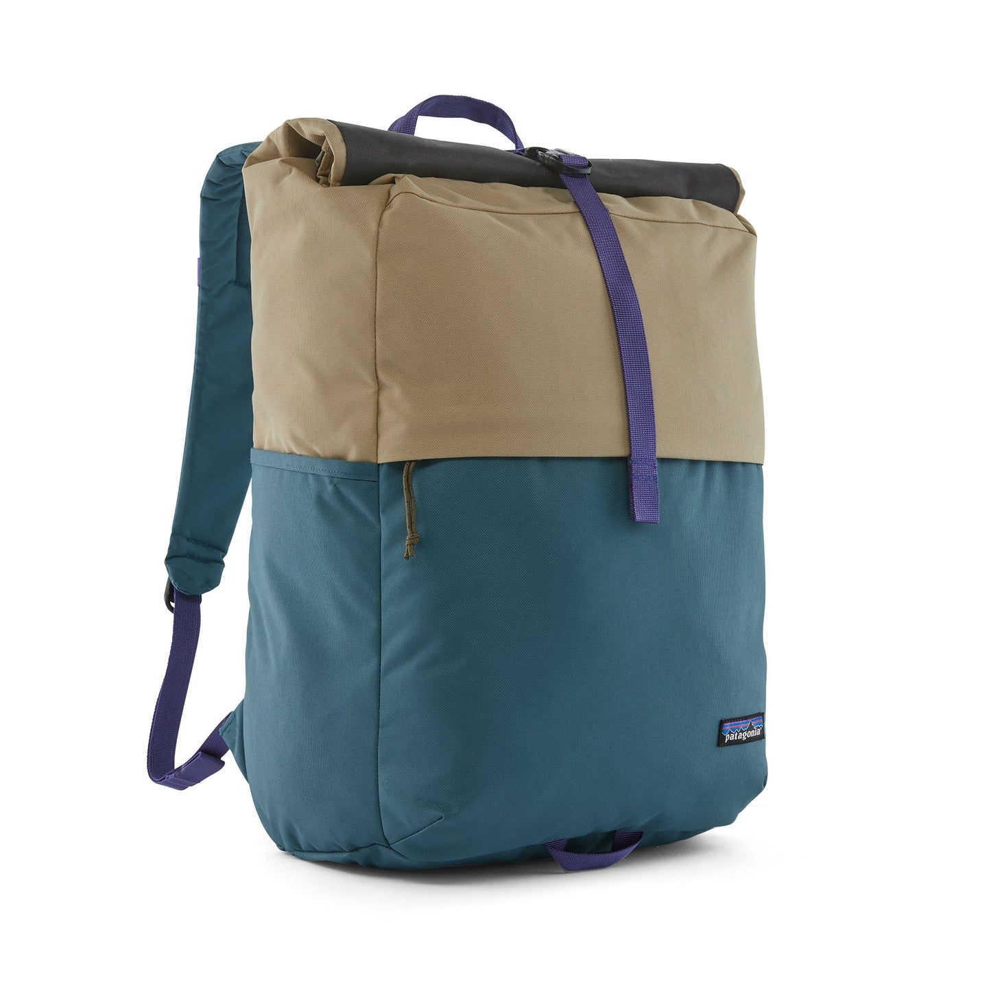 Sac à dos bicolore 30L en recyclé - fieldsmith roll top patchwork tasmanian teal