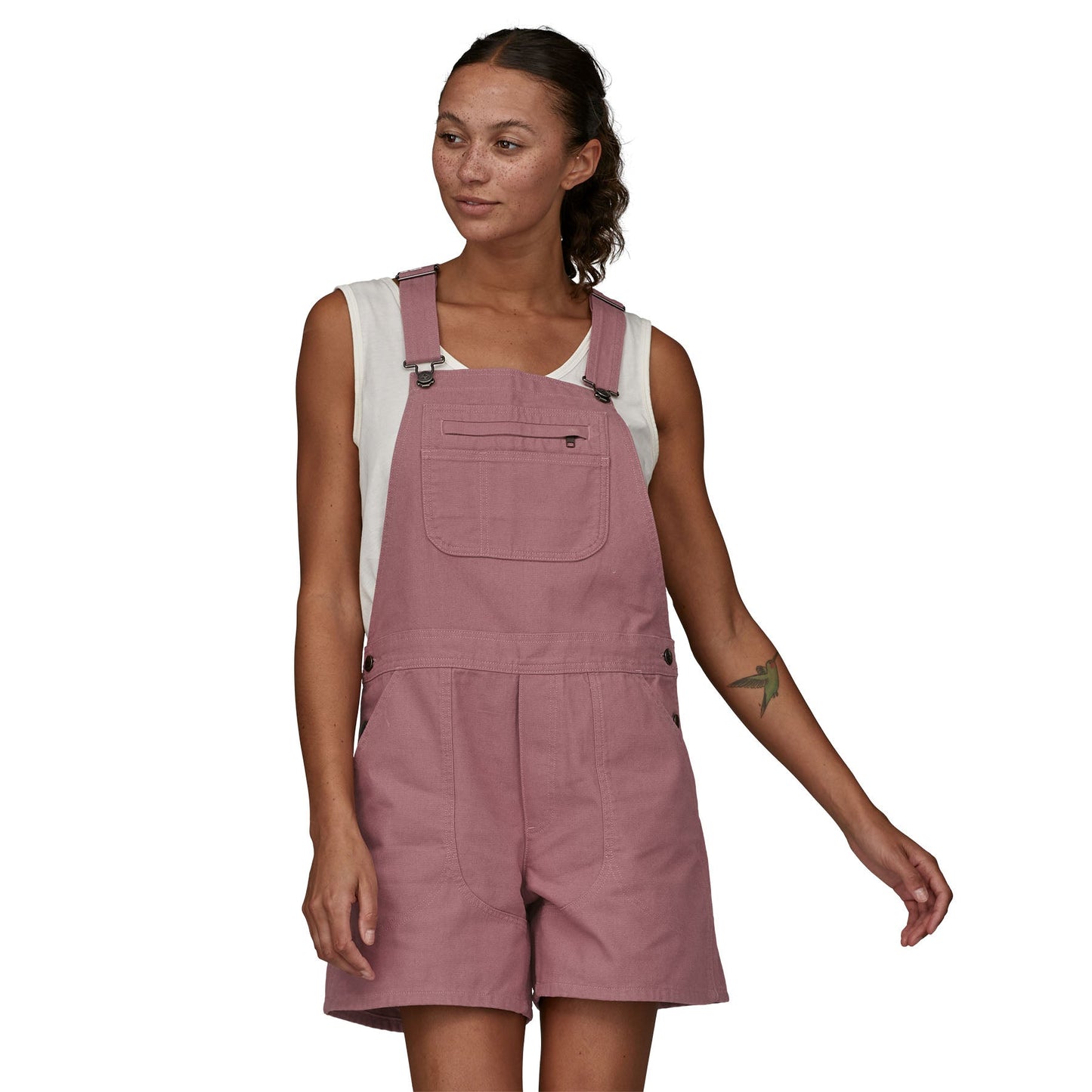 Salopette short en coton bio | Rose "stand up overalls evening mauve"