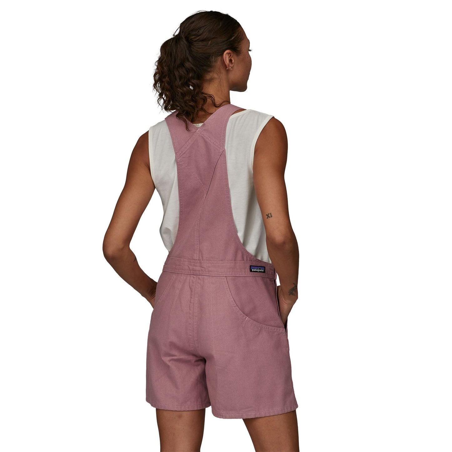 Salopette short en coton bio | Rose "stand up overalls evening mauve"