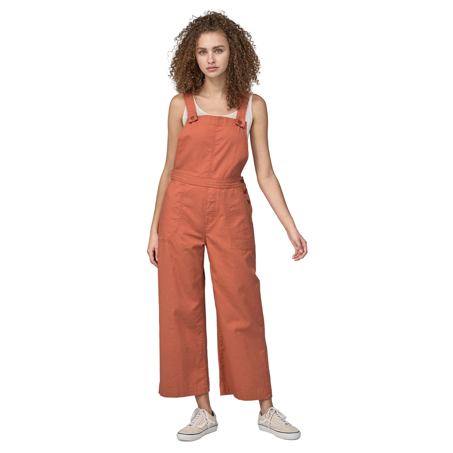 Salopette en coton bio | Corail "stand up cropped overalls quartz coral"