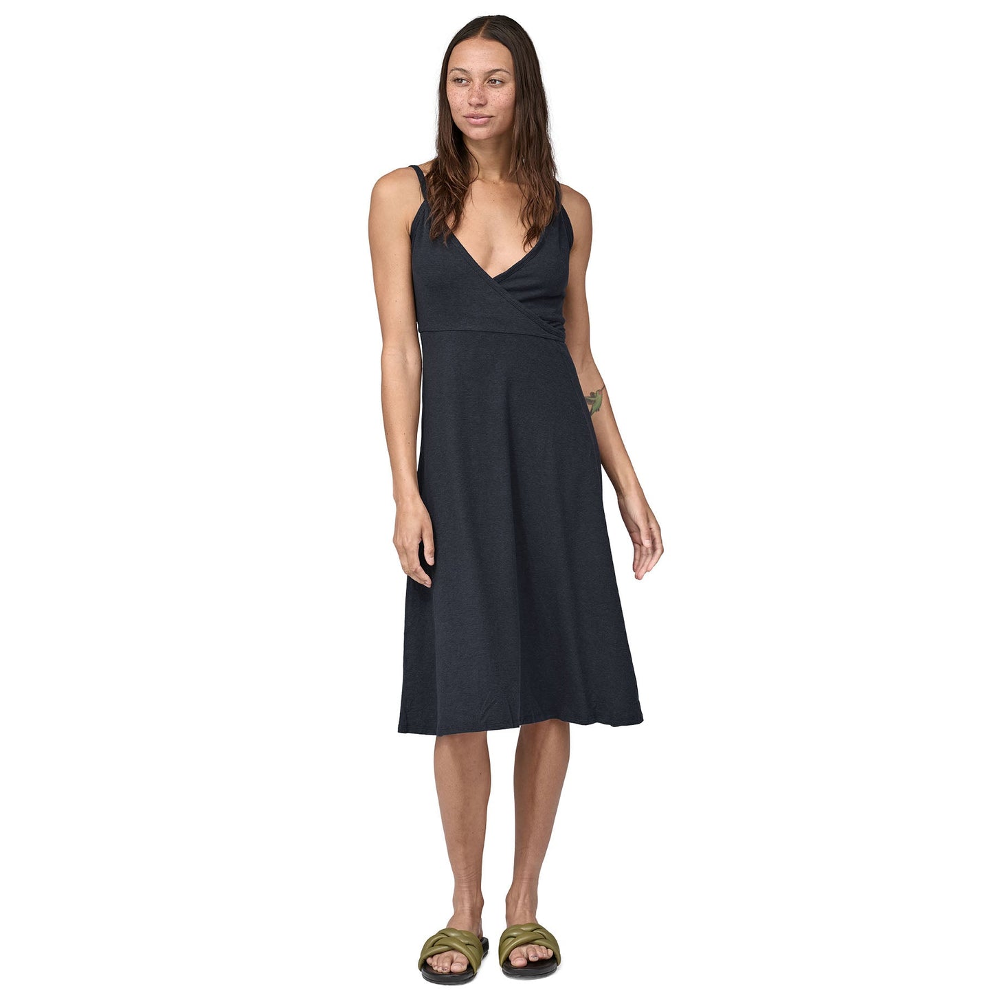 Robe portefeuille en chanvre et coton bio | Noir "wear with all dress pitch blue"