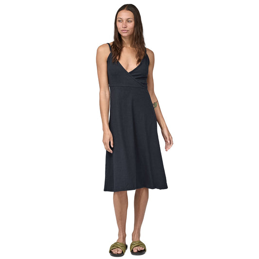 Robe portefeuille en chanvre et coton bio | Noir "wear with all dress pitch blue"